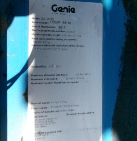 2017 Genie GS-2632