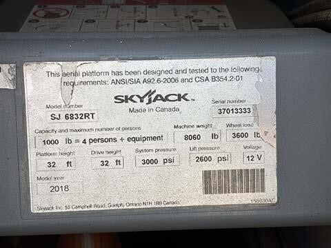 2018 Skyjack SJ-6832RT