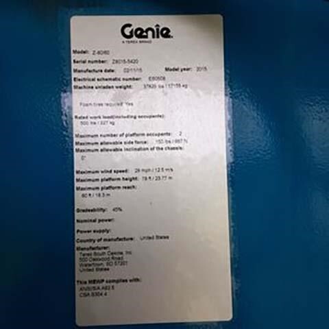 2015 Genie Z-80/60