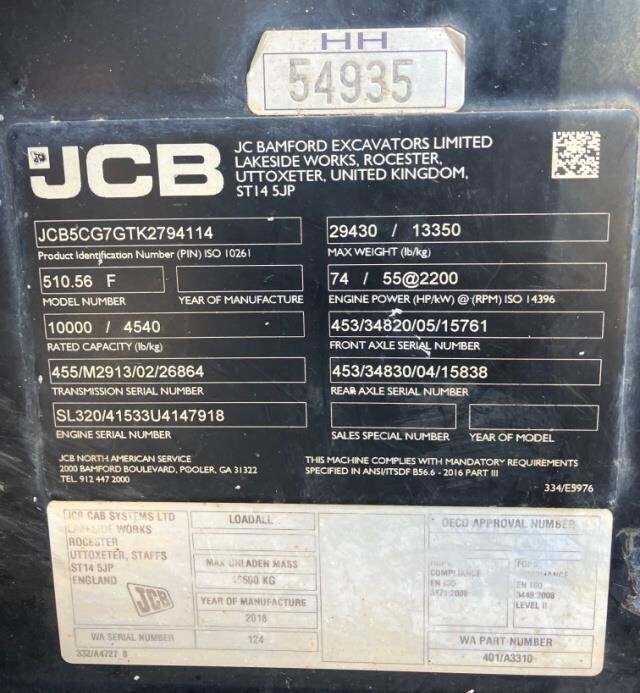 2019 JCB 510-56 Picture 6 2019 JCB 510-56-6