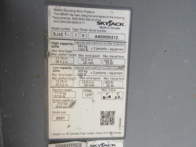 2021 Skyjack SJ45 T-18