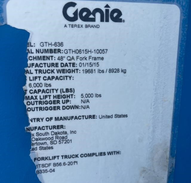 2015 Genie GTH-636-15