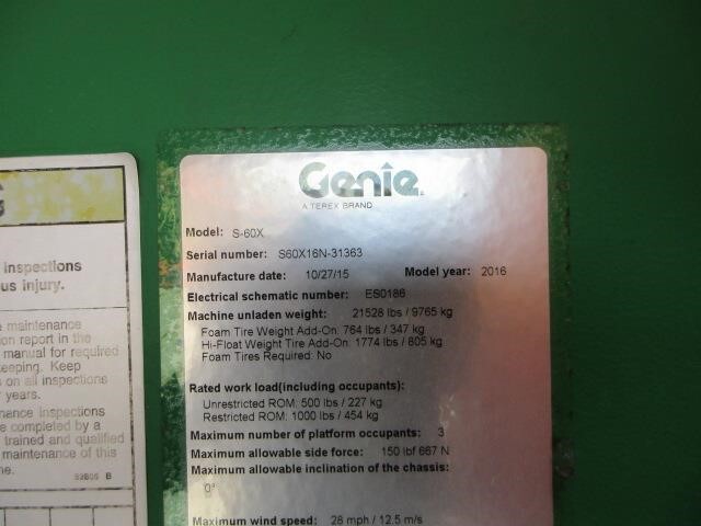 2016 Genie S-60X-21