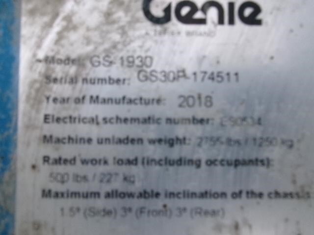 2018 Genie GS-1930-12