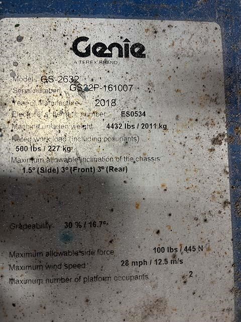 2018 Genie GS-2632-15