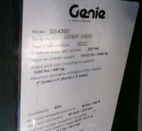 2022 Genie GS-4390 RT-21
