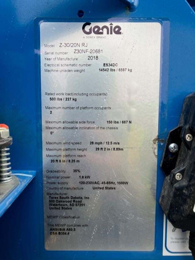 2018 Genie Z-30/20N RJ-6