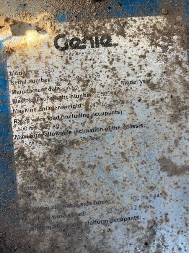 2015 Genie GS-1930-17