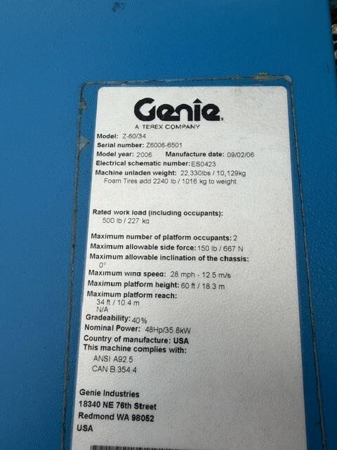 2006 Genie Z-60/34-16