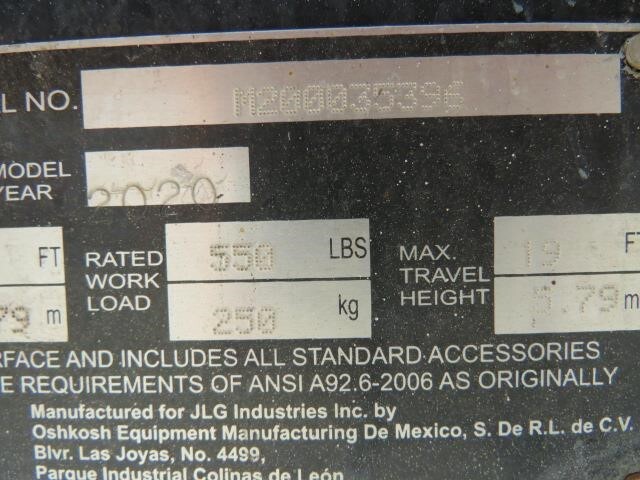 2020 JLG 1932R-20