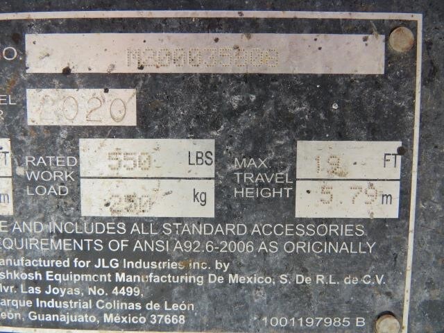 2020 JLG 1932R-20