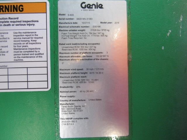 2016 Genie S-80X-25